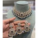Hira Collections Elegant Pota Stone And Austrian Stone Pearl Choker Necklace Set