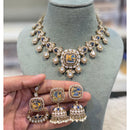 Hira Collections Glamorous Druzy Crystal Stone And Pearl Necklace Set  