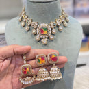 Hira Collections Glamorous Druzy Crystal Stone And Pearl Necklace Set