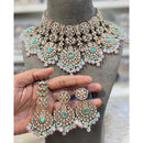 Hira Collections Elegant Pota Stone And Austrian Stone Pearl Choker Necklace Set