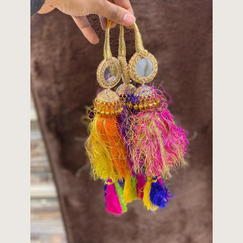 Hira Collections Traditional Mirror And Multicolor Thread Punjabi Hair Paranda