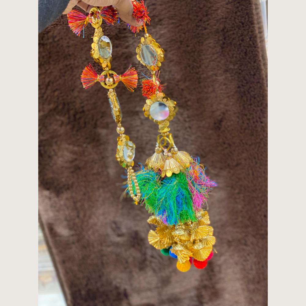 Hira Collections Traditional Mirror And Multicolor Thread Punjabi Hair Paranda