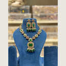Hira Collections Elegant Pota Stone And Austrian Stone Pearl Necklace Set