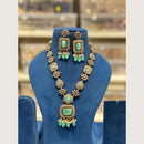 Hira Collections Elegant Pota Stone And Austrian Stone Pearl Necklace Set