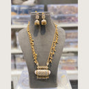 Hira Collections Elegant Pota Stone And Austrian Stone Pearl Necklace Set