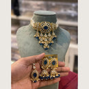 Hira Collections Elegant Kundan Stone And Beads Choker Necklace Set