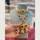 Hira Collections Elegant Kundan Stone And Beads Choker Necklace Set
