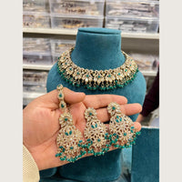 Hira Collections Premium Pota Stone And Austrian Stone Choker Necklace Set