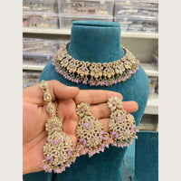 Hira Collections Premium Pota Stone And Austrian Stone Choker Necklace Set