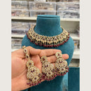 Hira Collections Premium Pota Stone And Austrian Stone Choker Necklace Set