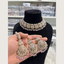 Hira Collections Premium Pota Stone And Austrian Stone Choker Necklace Set