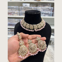Hira Collections Premium Pota Stone And Austrian Stone Choker Necklace Set