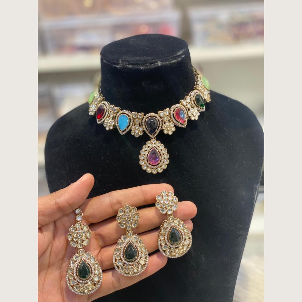 Hira Collections Premium Pota Stone Necklace Set