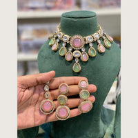 Hira Collections Premium Pota Stone And Austrian Stone Choker Necklace Set