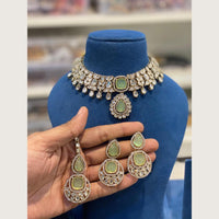 Hira Collections Premium Pota Stone And Austrian Stone Choker Necklace Set