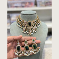 Hira Collections Premium Pota And Austrian Stone Pearl Choker Necklace Set