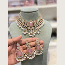 Hira Collections Premium Pota And Austrian Stone Pearl Choker Necklace Set