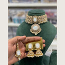 Hira Collections Classic Pota And Crystal Stone Beads Choker Necklace Set