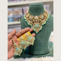 Hira Collections Traditional Kundan Stone And Pearl Choker Jewellery Necklace Set