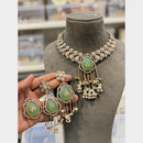 Hira Collections Classic Pota Stone Pearl And Austrian Stone Ghungroo Necklace Set