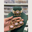 Hira Collections Indian Ethnic Crystal Stone And Pearl Choker Necklace Set