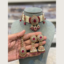 Hira Collections Indian Ethnic Crystal Stone And Pearl Choker Necklace Set
