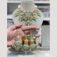 Hira Collections Royal Style Kundan Stone Pearl And Beads Choker Necklace Set