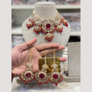 Hira Collections Royal Style Kundan Stone Pearl And Beads Choker Necklace Set