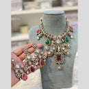 Hira Collections Glamorous Kundan And Pota Stone Necklace Set