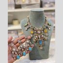 Hira Collections Glamorous Kundan And Pota Stone Necklace Set