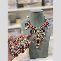 Hira Collections Glamorous Kundan And Pota Stone Necklace Set
