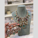 Hira Collections Glamorous Kundan And Pota Stone Necklace Set