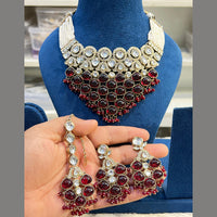 Hira Collections Glamorous Kundan And Pota Stone Pearl Choker Necklace Set