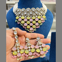 Hira Collections Glamorous Kundan And Pota Stone Pearl Choker Necklace Set