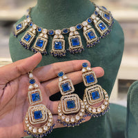 Hira Collections Grand Crystal Pearl And Austrian Stone Choker Necklace Set 