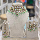 Hira Collections Glamorous Kundan And Pota Stone Pearl Choker Necklace Set