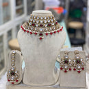 Hira Collections Glamorous Kundan And Pota Stone Pearl Choker Necklace Set