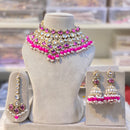 Hira Collections Glamorous Kundan And Pota Stone Pearl Choker Necklace Set