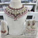 Hira Collections Glamorous Kundan And Pota Stone Pearl Choker Necklace Set