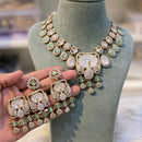Hira Collections Glamorous Pota And Austrian Stone Necklace Set