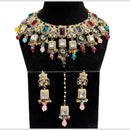 Hira Collections Grand Crystal Pearl And Austrian Stone Choker Necklace Set