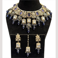 Hira Collections Grand Crystal Pearl And Austrian Stone Choker Necklace Set
