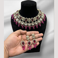 Hira Collections Glamorous Kundan And Pota Stone Pearl Choker Necklace Set