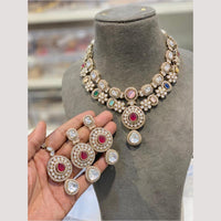 Hira Collections Glamorous Kundan And Pota Stone Necklace Set