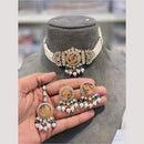 Hira Collections Glamorous Druzy Crystal Stone And Pearl Choker Necklace Set