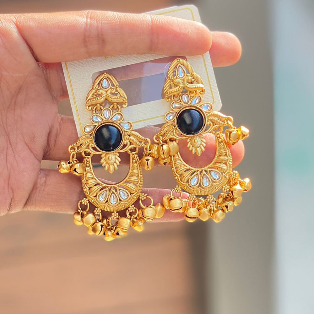 Hira Collections Luxury Kundan Stone And Ghungroo Dangler Earrings