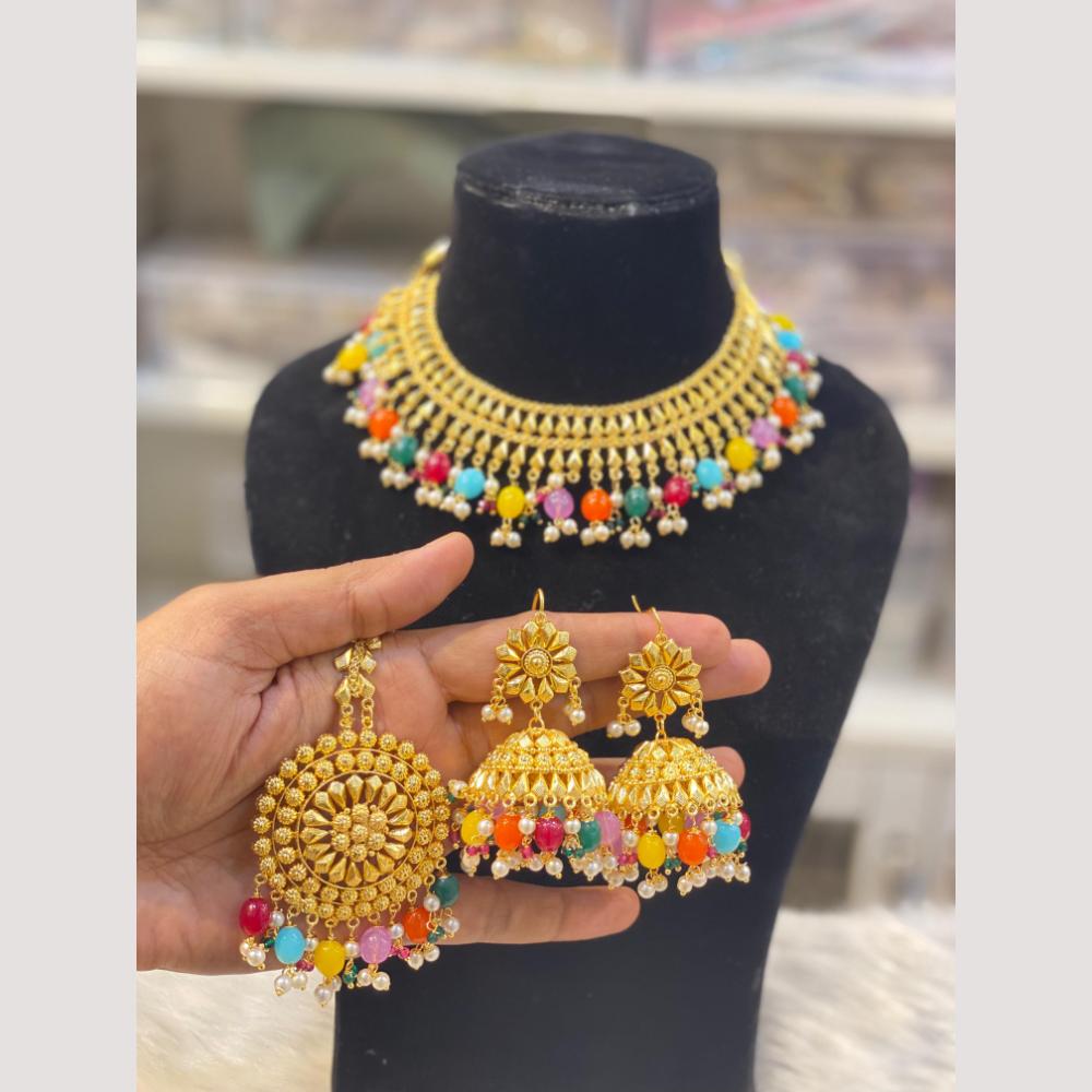 Hira Collections Glamorous Pearl And Beads Choker Necklace Set