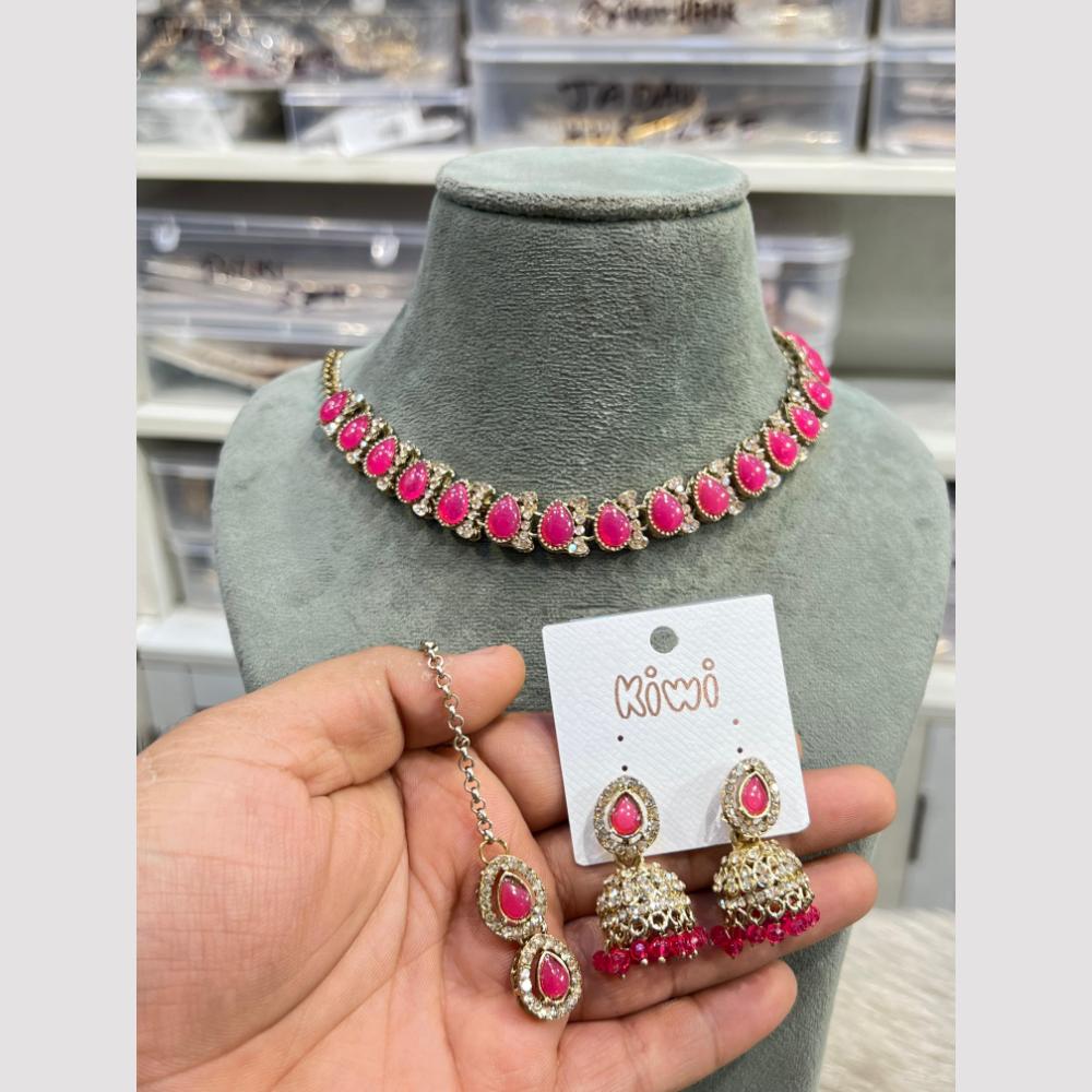 Hira Collections Glamorous Pota Stone And Pearl Necklace Set