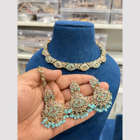 Hira Collections Designer Crystal Stone Pearl And Beaded Choker Necklace Set