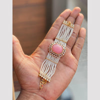 Hira Collections Graceful Pota Stone And Pearl Adjustable Bracelet